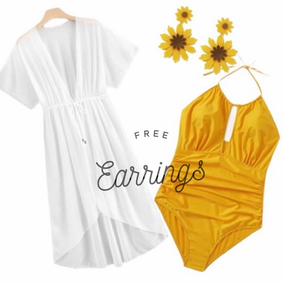 PLUS yellow halter one piece bathing suit - Picture 2 of 8